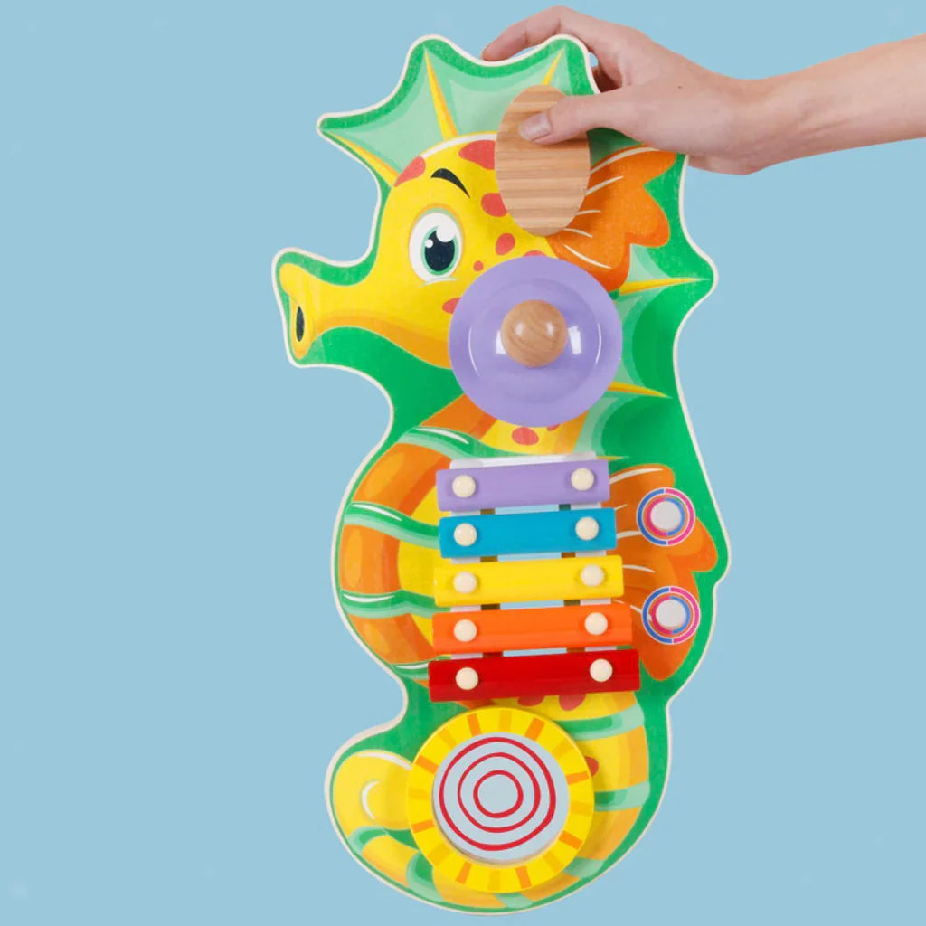 Wooden Xylophone Toy with 2 Gavels | Seahorse | Multi-Colors